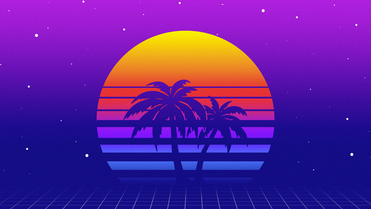 日落,retrowave,digitalart,synthwave