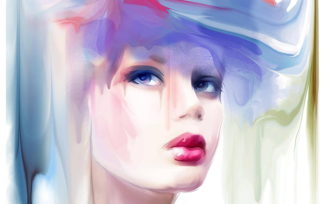 女人,脸,艺术品,水彩画