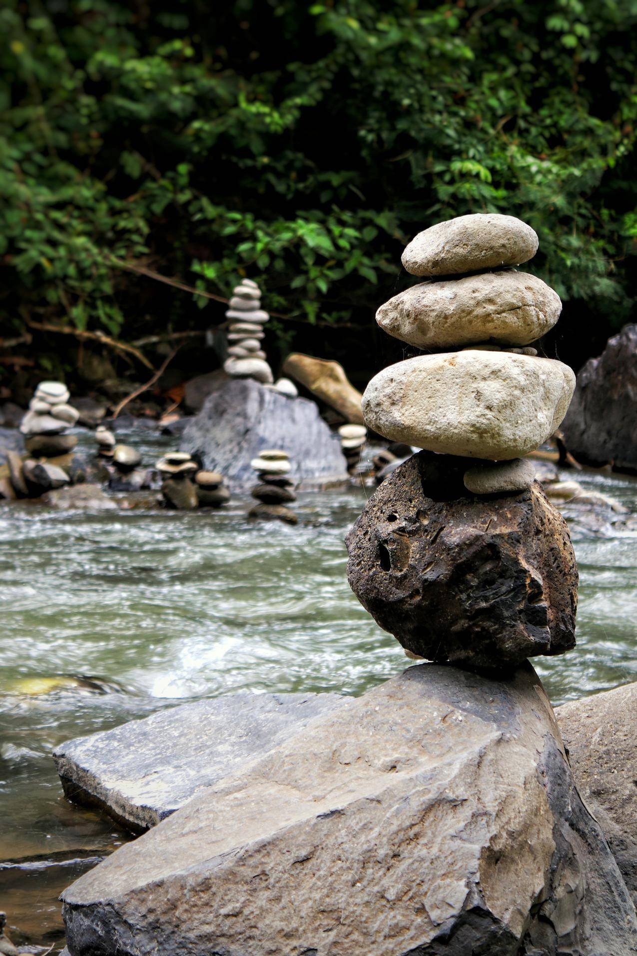 自然,河流,岩石,石头,平衡,禅宗