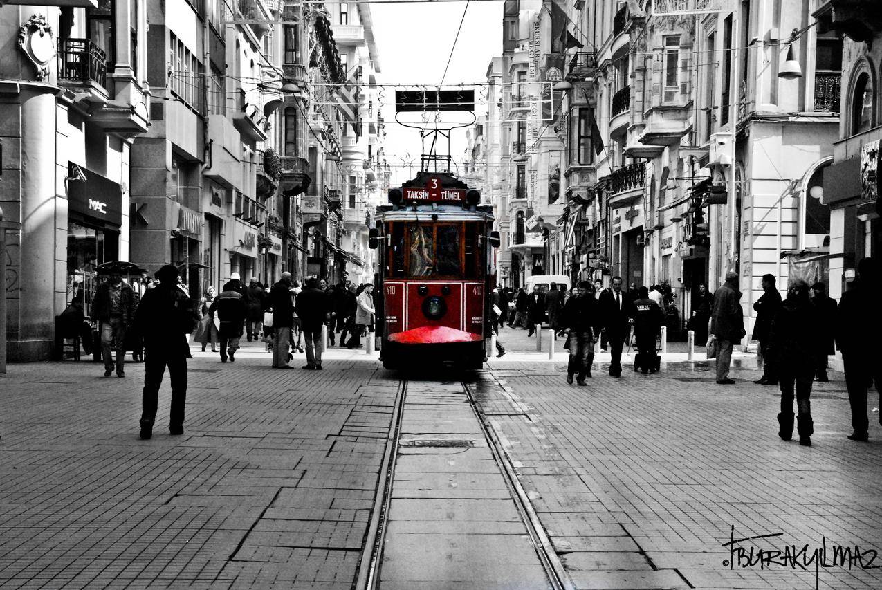 伊斯坦布尔,土耳其,塔克西姆,选择着色,交通工具,城市景观