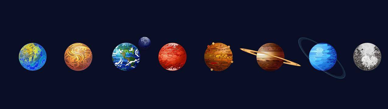 艺术品,星球,数字艺术,极简主义,地球,Moon,SolarSystem