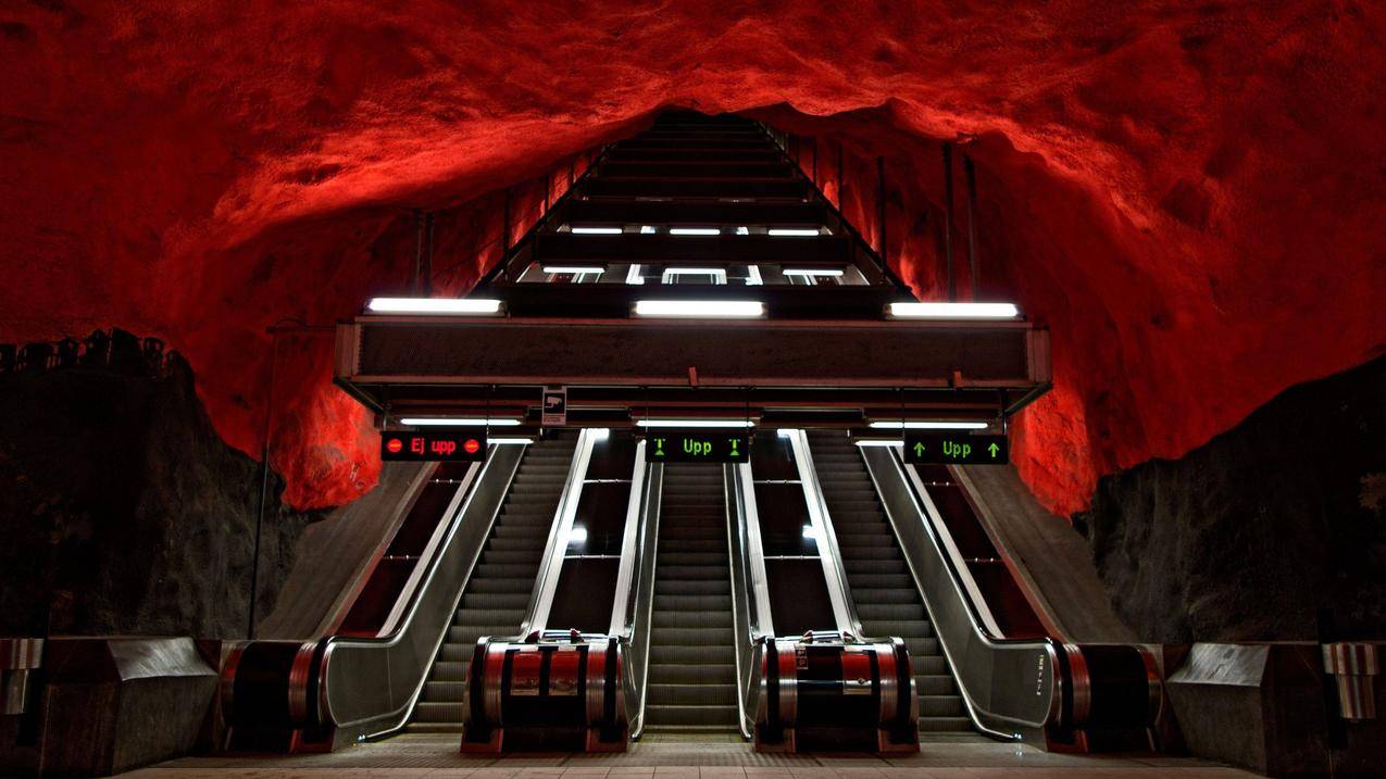 自动扶梯,斯德哥尔摩,瑞典,地铁,隧道,地下,洞穴,火车站