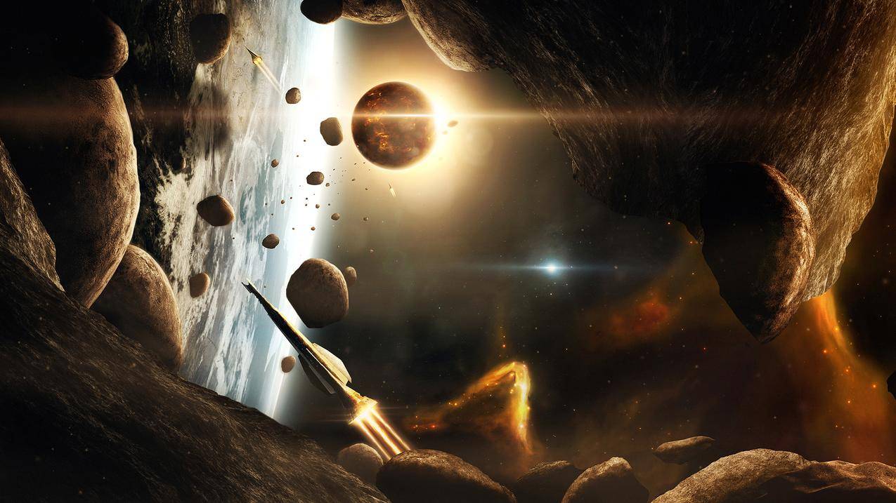 渲染,CGI,空间,行星,小行星,星星,宇宙飞船