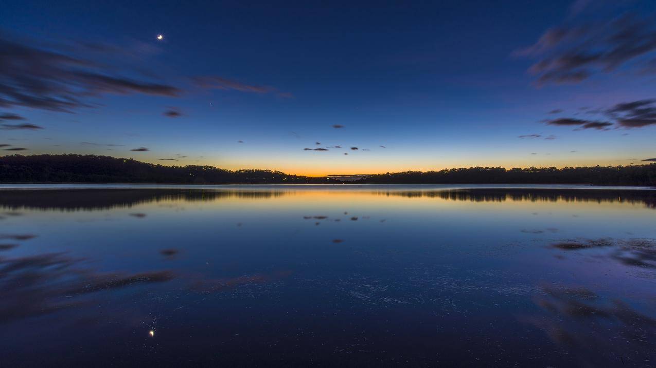 景观,湖,NarabeenLake,澳大利亚