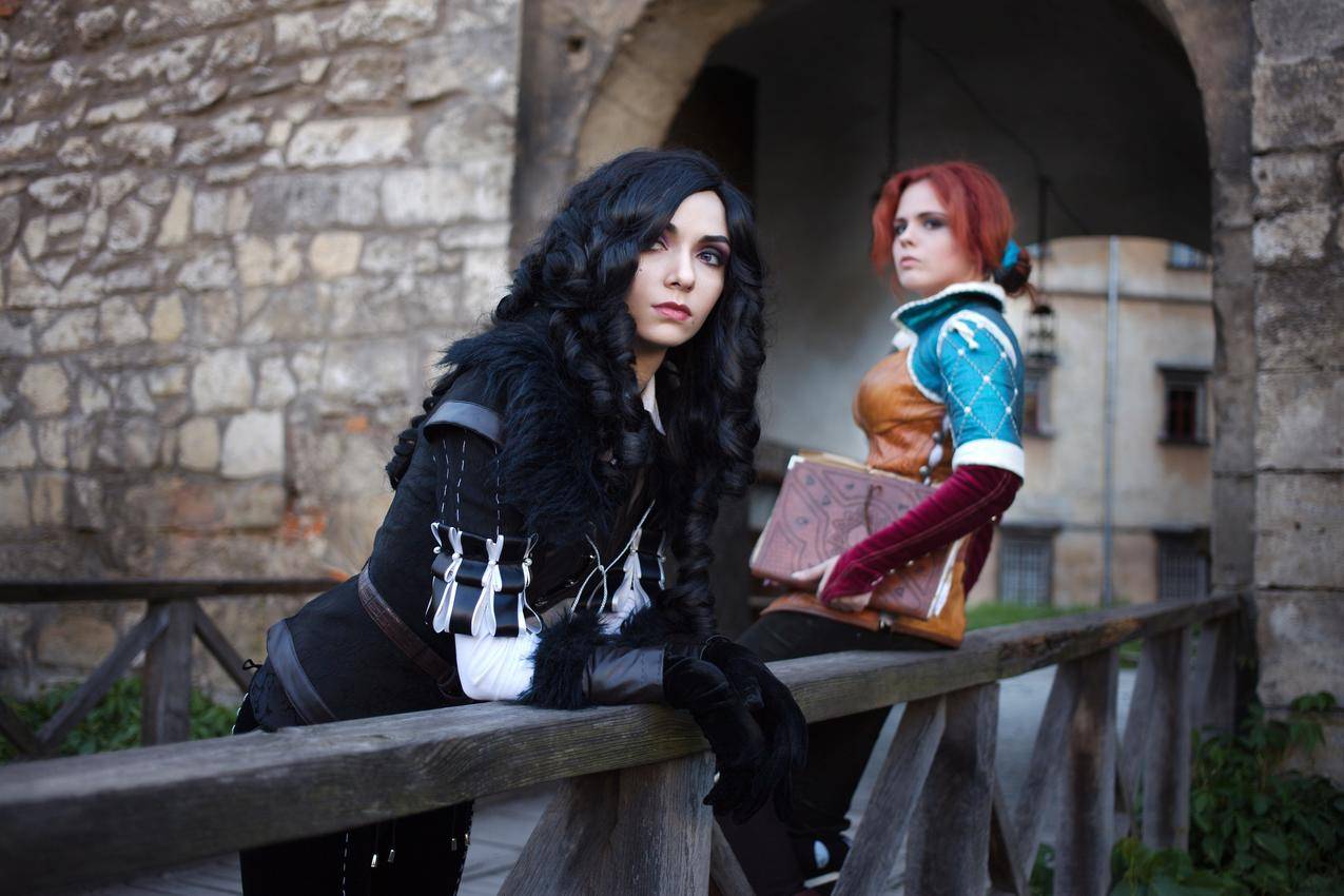 角色扮演,TristSimigGod,女人,黑发,红发,围观,女巫3,WildHunt,YenneferofVengerberg,户外,Yennefer,黑手套,服装