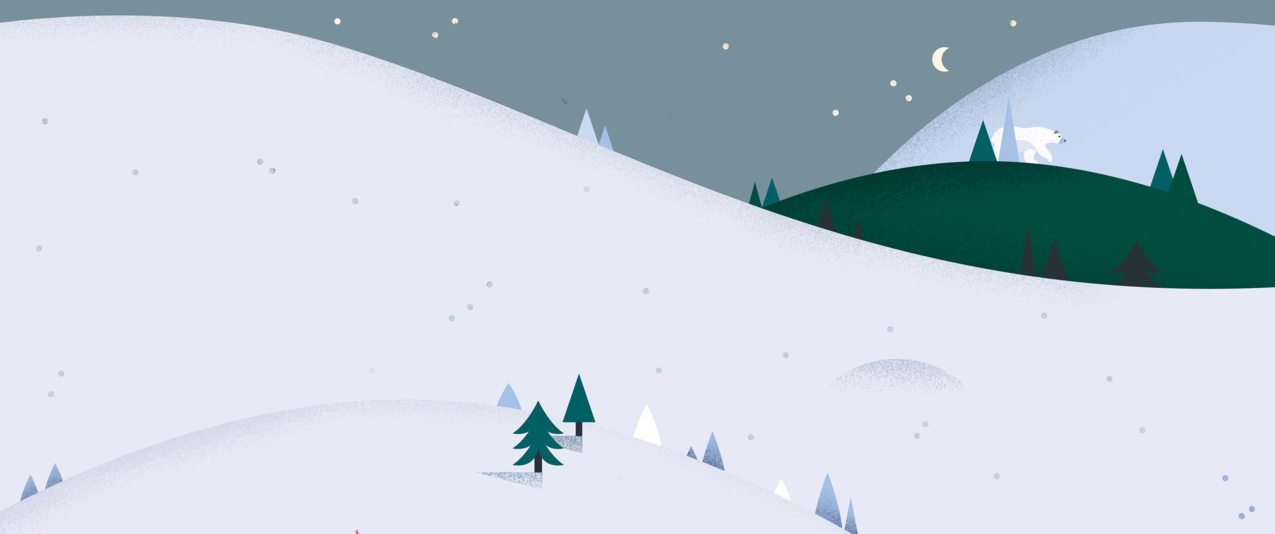 雪,北极熊,山丘,夜晚,极简主义,松树