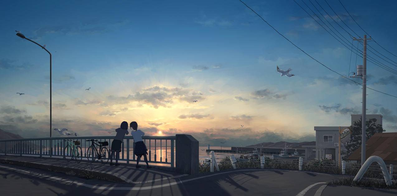 天空,动漫,动物,鸟类,海洋