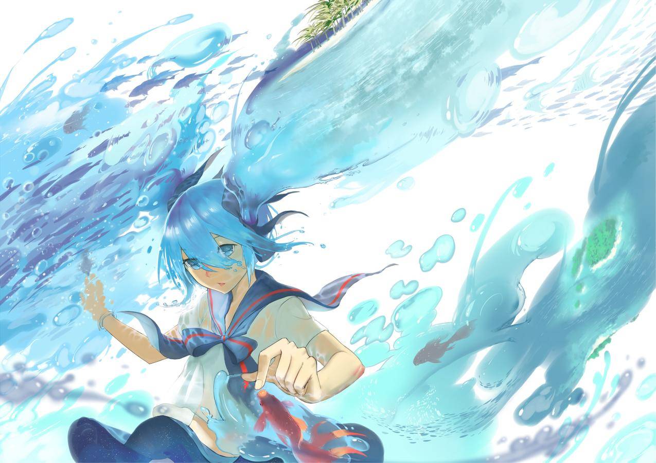 元音,HatsuneMiku,水,BottleMiku,动画,动画