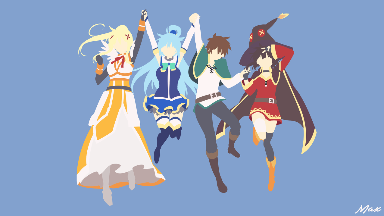 konosubarashiisekainishukufukuwo,konosubarashiisekainishukufukuwo,satōkazuma,王水konosuba,megumin,黑暗konosuba,minimalism,simplebackground