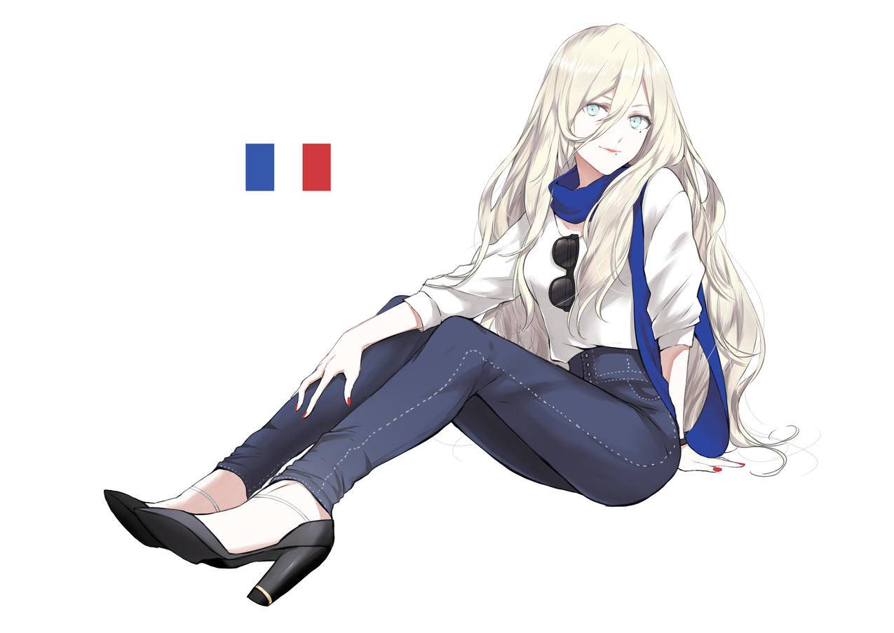 腿,金发碧眼,长毛,动漫,animegirls,simplebackground,法国