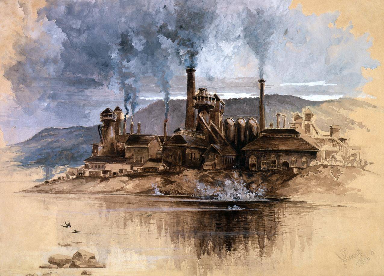 josephpennell建筑建筑绘画艺术品工厂烟囱烟山云水山反射