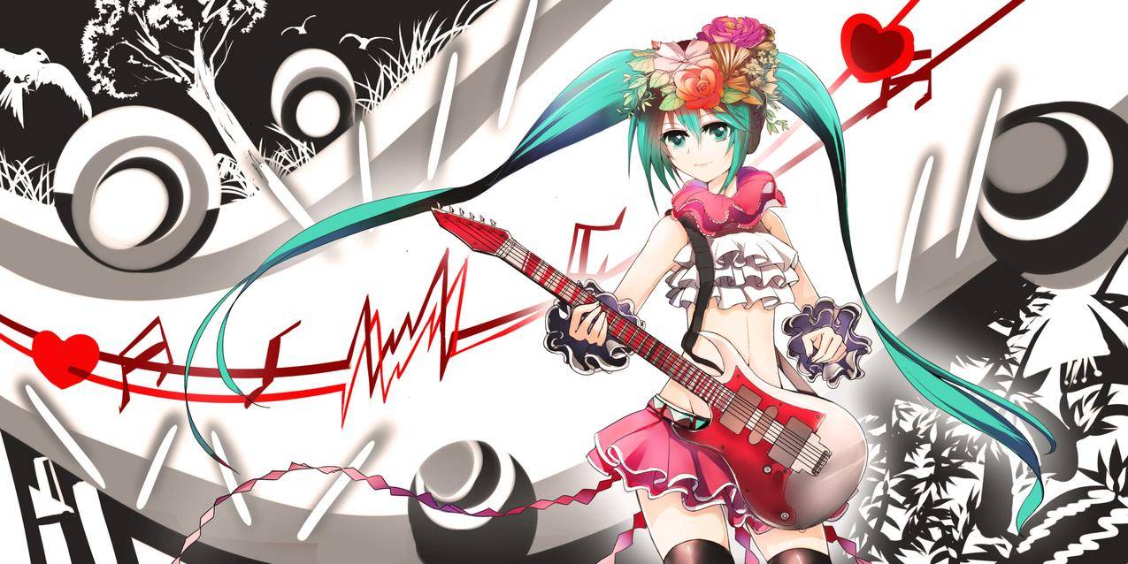 元音,吉他,动画,动画,HatsuneMiku