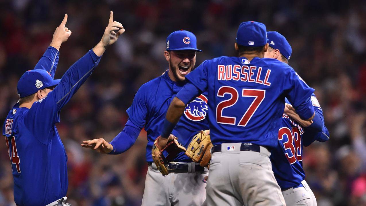 阿姆苏,张口,男人,小熊,世界系列,AnthonyRizzo,克里斯布赖恩特,阿迪森,MikeMontgomery,体育,数字,体育