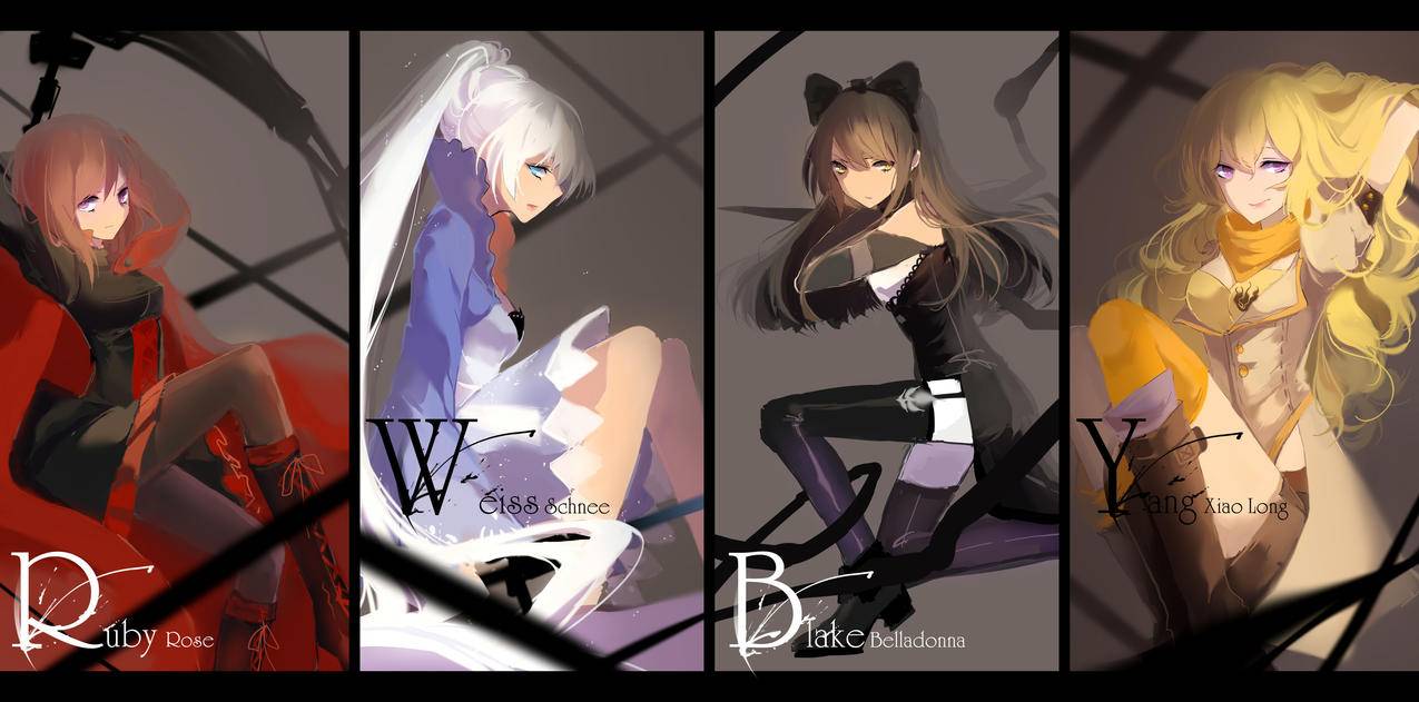 韦比,RubyRose,人物,BlakeBelladonna,YangXiaoLong,拼贴,动漫,动漫