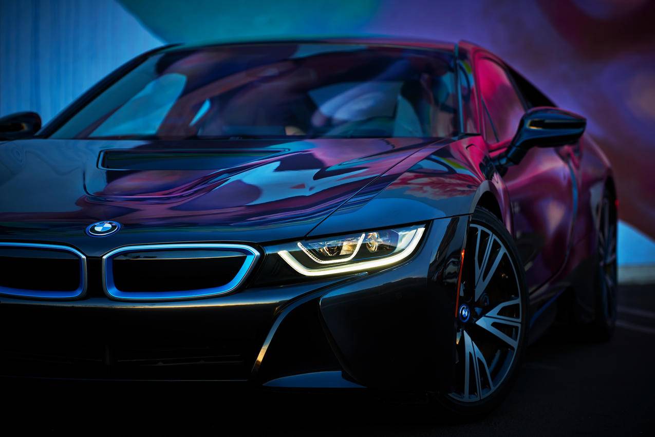 汽车,宝马,BMW8,青色,粉红,霓虹灯