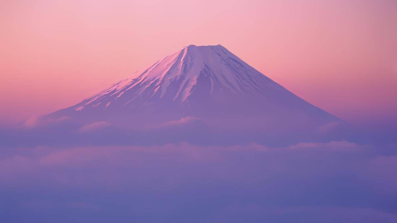 山,景,雾,云,MountFuji,日本,日落