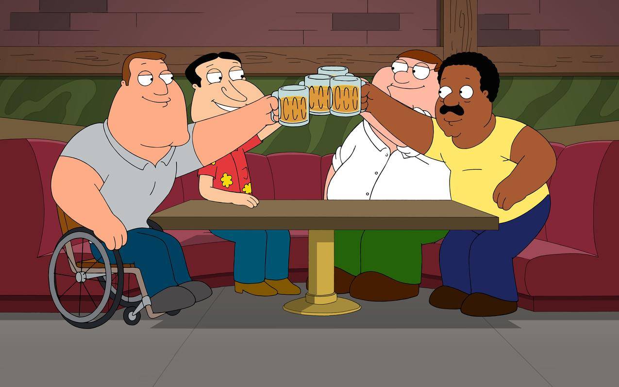 glennquagmire,joeswanson,petergriffin,familyguy,clevelandbrown,酒吧,啤酒