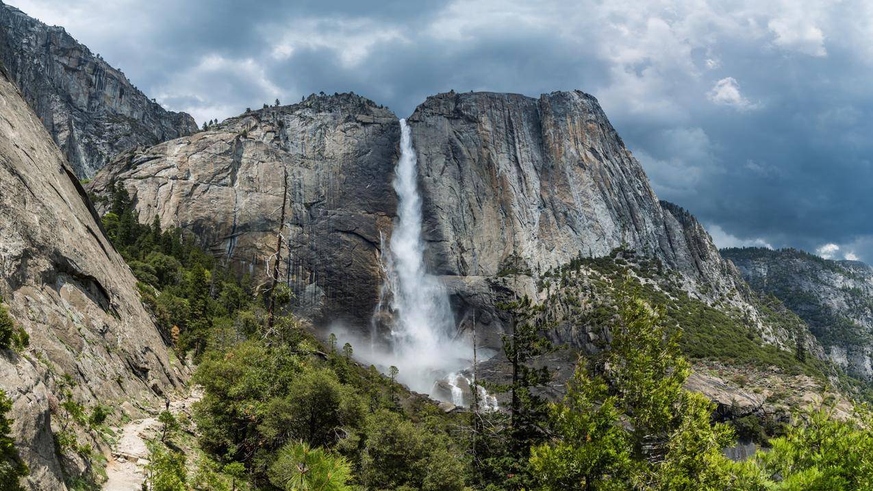 景观,自然,YosemiteFalls,山脉,瀑布,YosemiteNationalPark