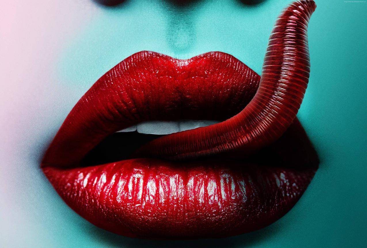 嘴唇,舌头,红色,恐怖,红唇