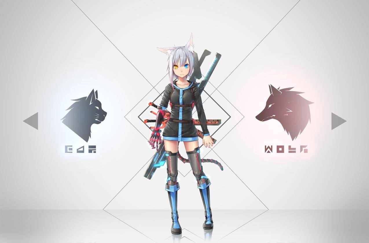 短毛猫,原创人物,动画,动画,动物,服饰,灰发,剑,尾,武器,泽塔里尤基,异色症