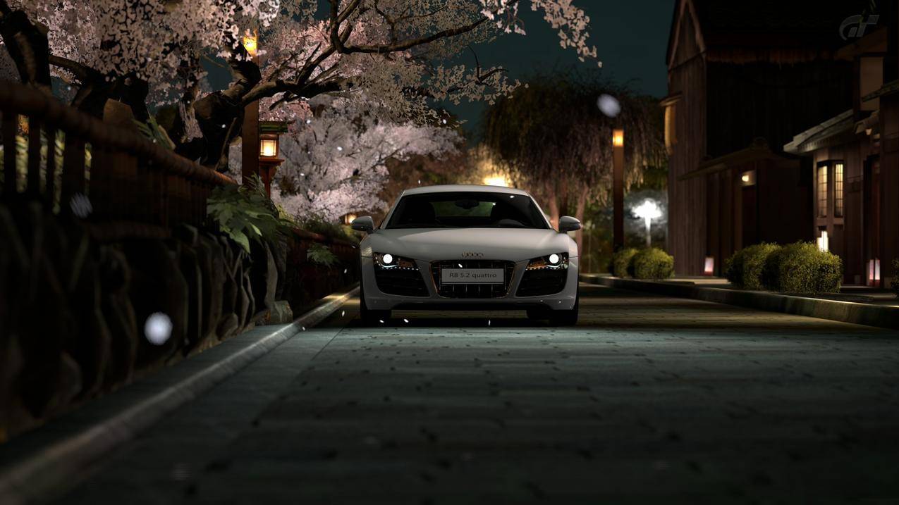日本,夜晚,声音8,汽车,道路,街道,树木,灯光