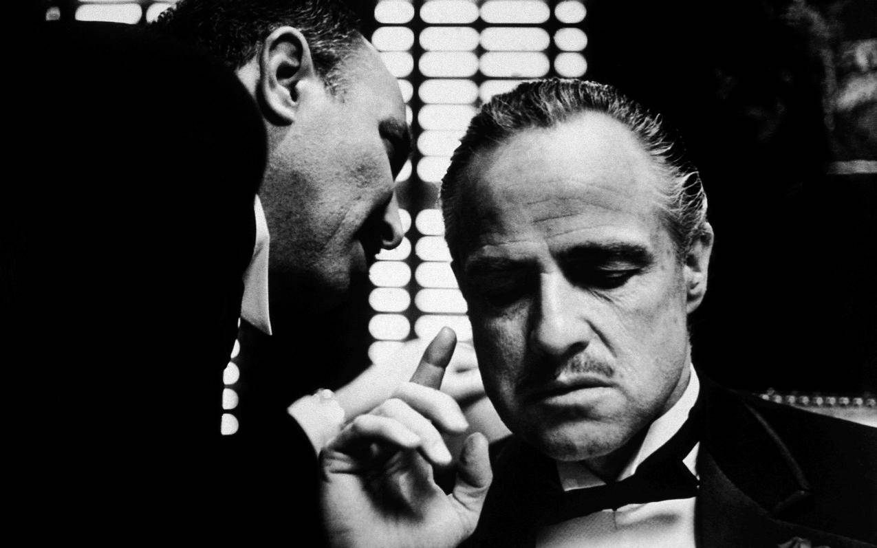 MarlonBrando,VitoCorleone,教父,电影,单色