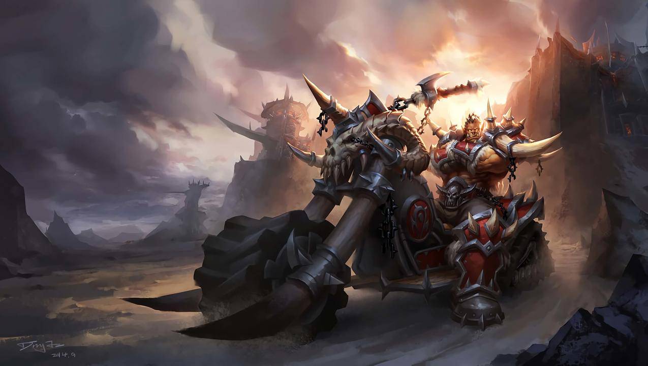 数码艺术,艺术品,视频游戏,魔兽,WorldofWarcraft,兽人,摩托车