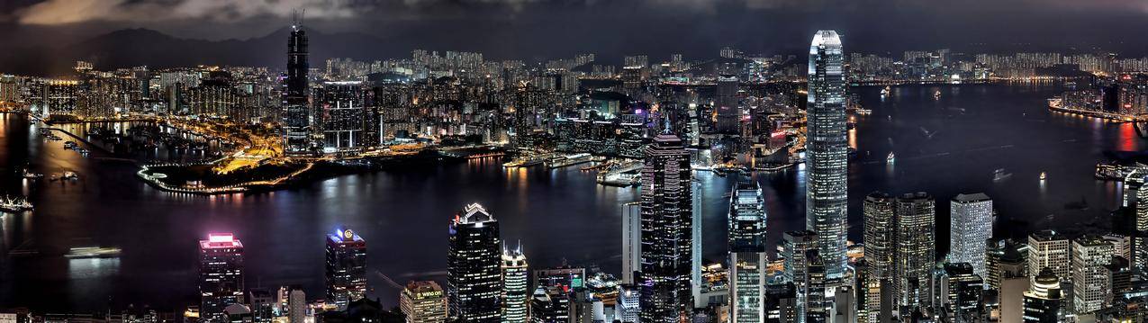 城市,城市景观,香港,夜晚,HDR,中国