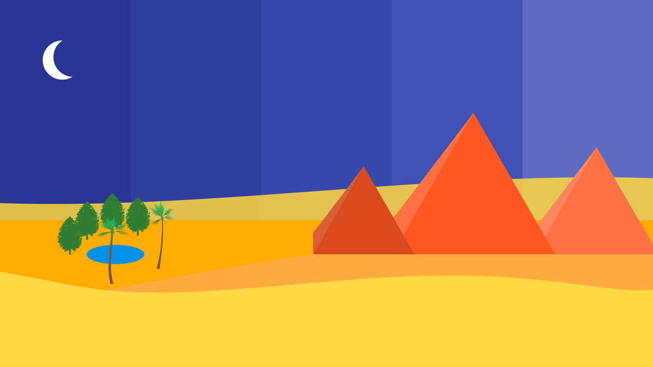 沙漠,极简主义,绿洲,crescentmoon,金字塔