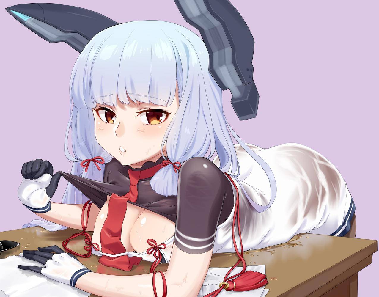 解理,脱毛,长毛,动画,动画,KantaiCollection,Murakumo,坎科尔,衬衫,湿,湿衣服