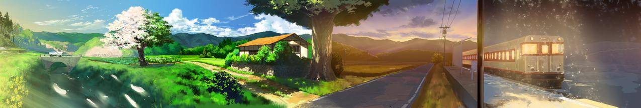 全景,季节,火车,动画