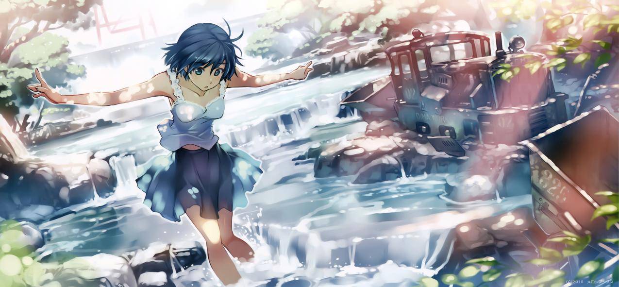 原创人物,VANI600,蓝发,动漫,动漫,河流