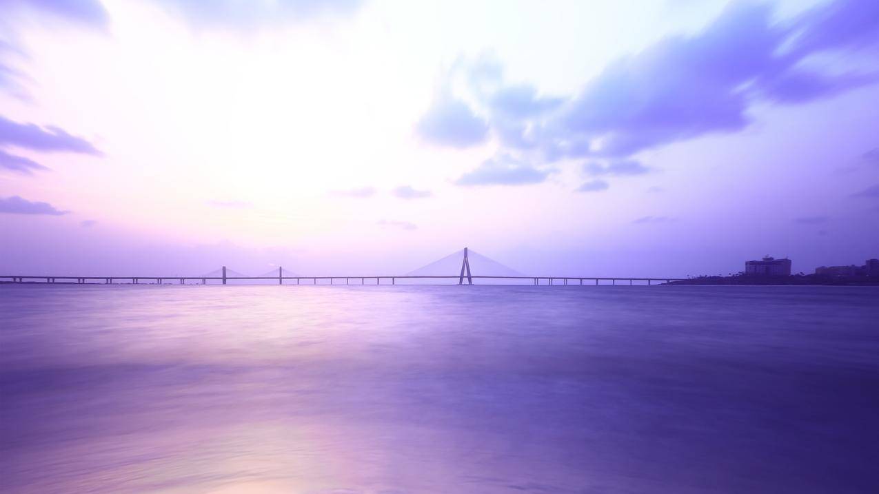 孟买,大海,云彩,桥梁