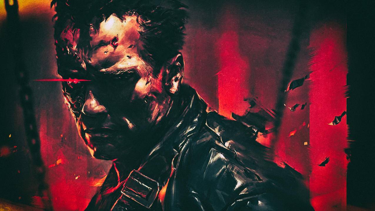 ArnoldSchwarzenegger,终端2,T-800,Cybg,链,绘画,火,终结者