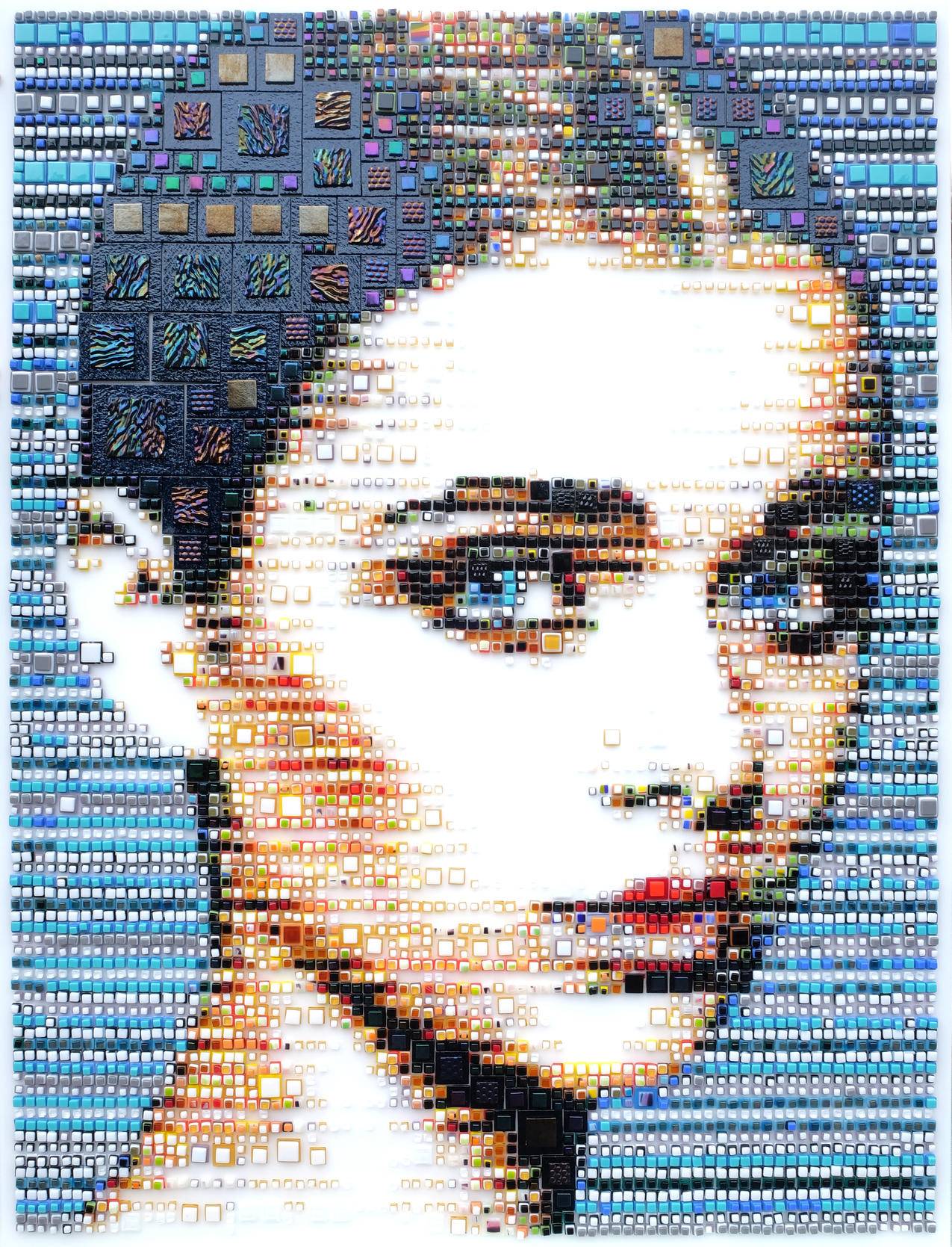 女人,伊莎贝尔切尔琴斯,脸,蓝眼睛,艺术品,马赛克,肖像画,广场,玻璃,3D,肖像