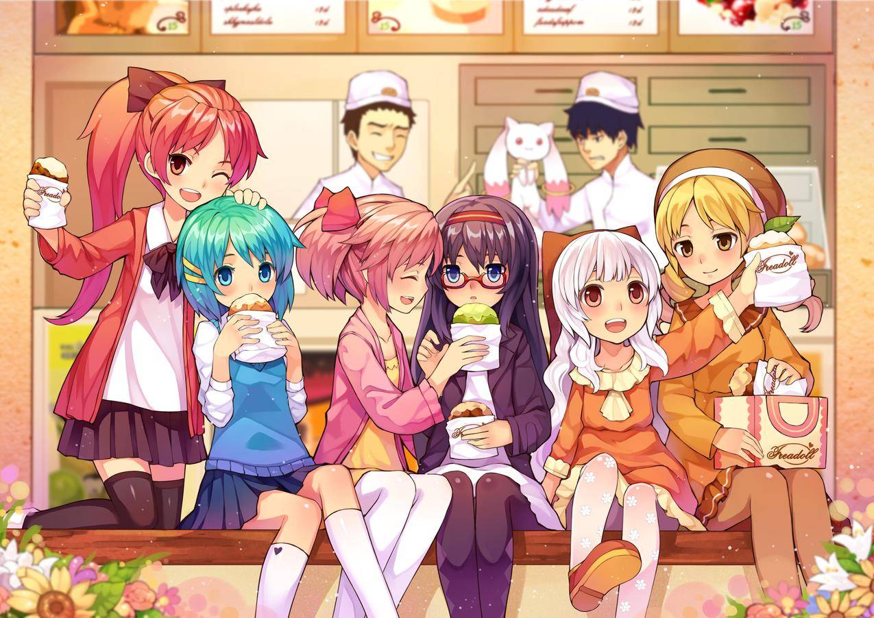 动漫,动漫,马哈茂德,KanameMadoka,阿基米休拉,库比,TomoeMami,MikiSayaka,莫莫纳吉萨,SakuraKyouko
