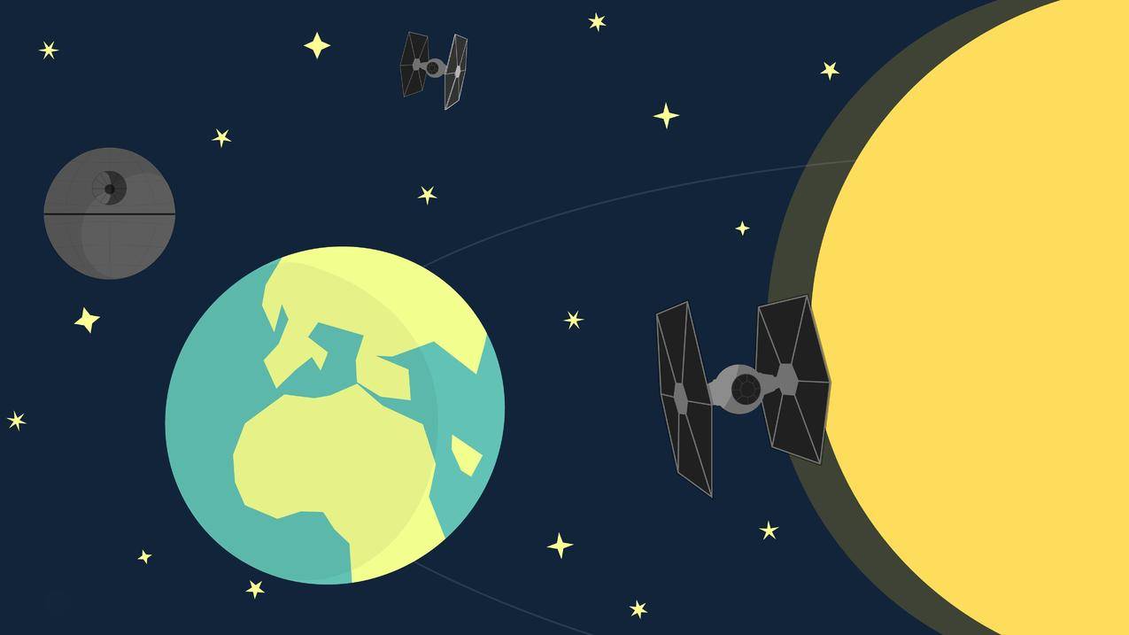 极少主义,星战,艺术品,地球,死亡星,TIEFighter