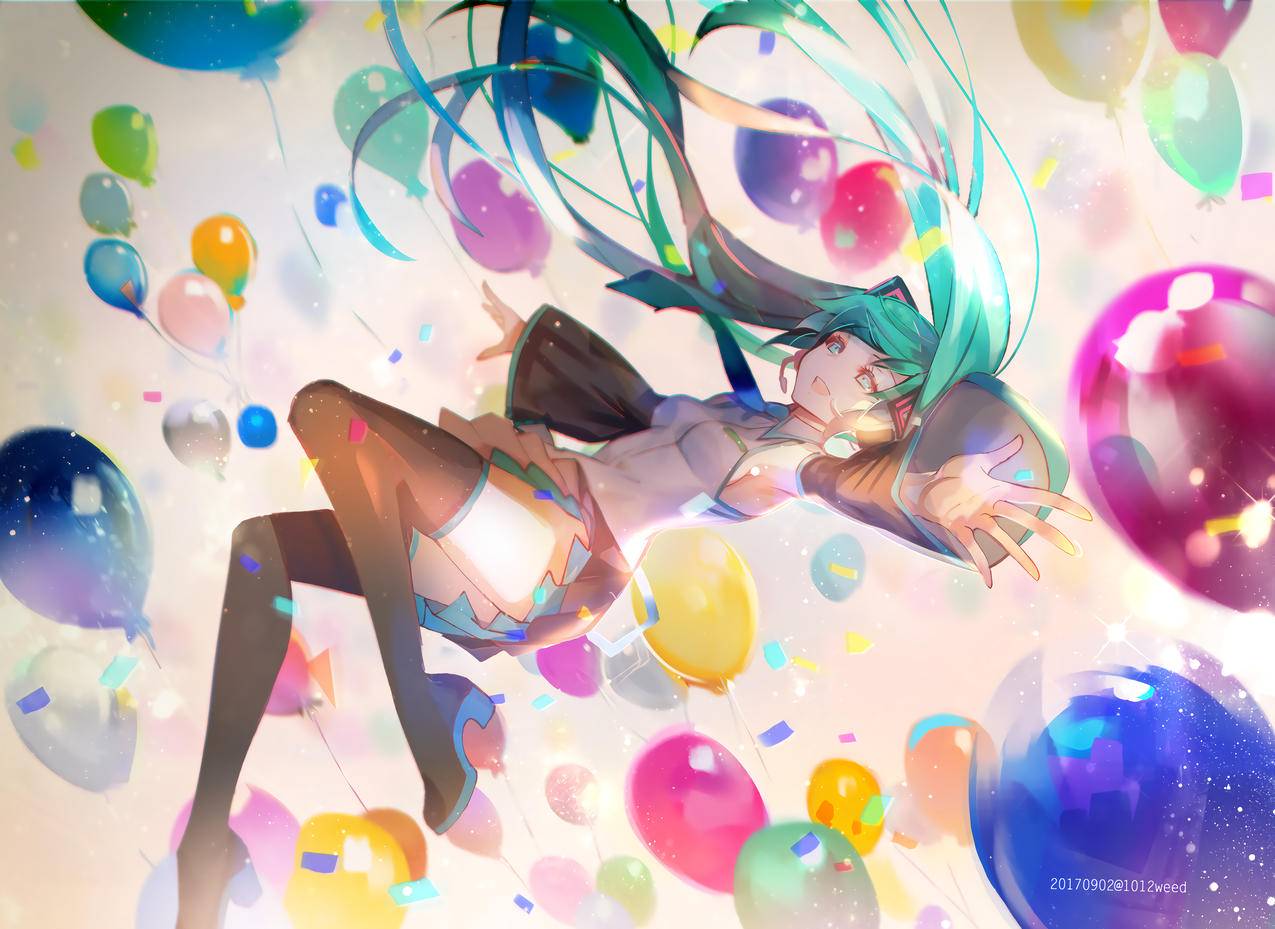 初音未来,气球,animegirls,的Vocaloid,艺术品