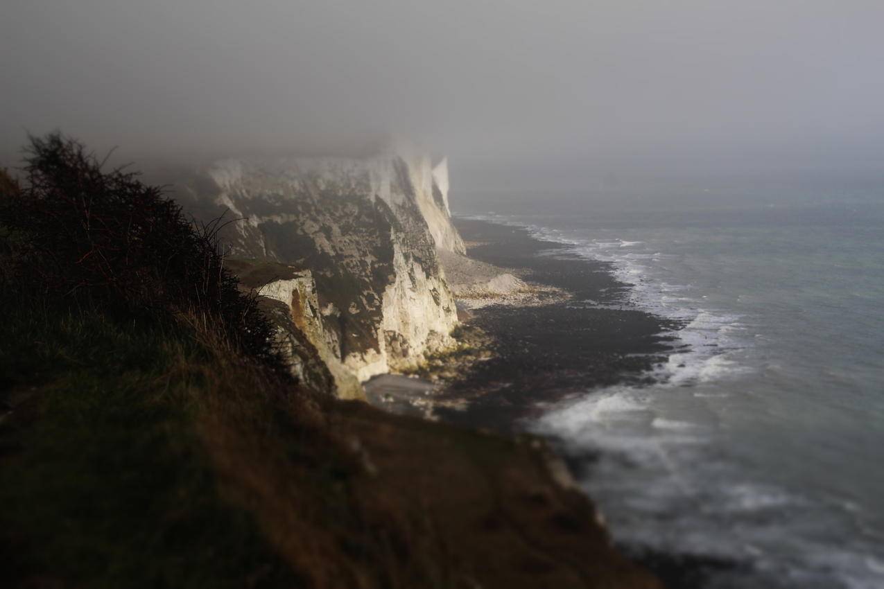 自然,景观,海洋,悬崖,海岸线,CliffsofDover,英国,英国,薄雾,植物,深部,波浪,倾斜移动
