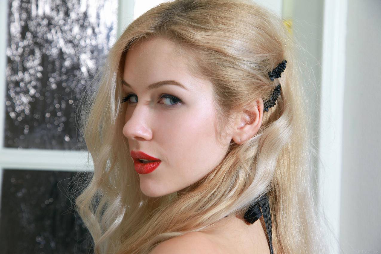 妇女,mariannamerkulova,金发碧眼,脸,满足的性质,genevievegandi,redlipstick