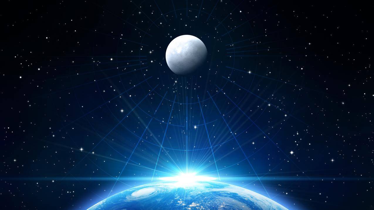 空间,Moon,地球,星星,3D