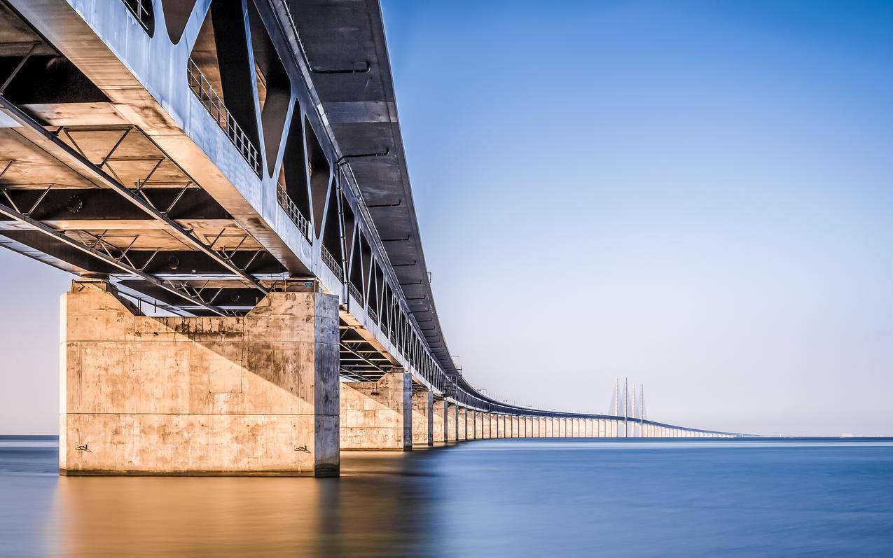 海洋,建筑,桥梁,平静,阳光,瑞典