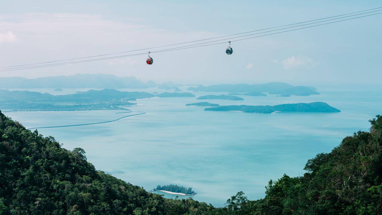 摄影,水,山,缆车