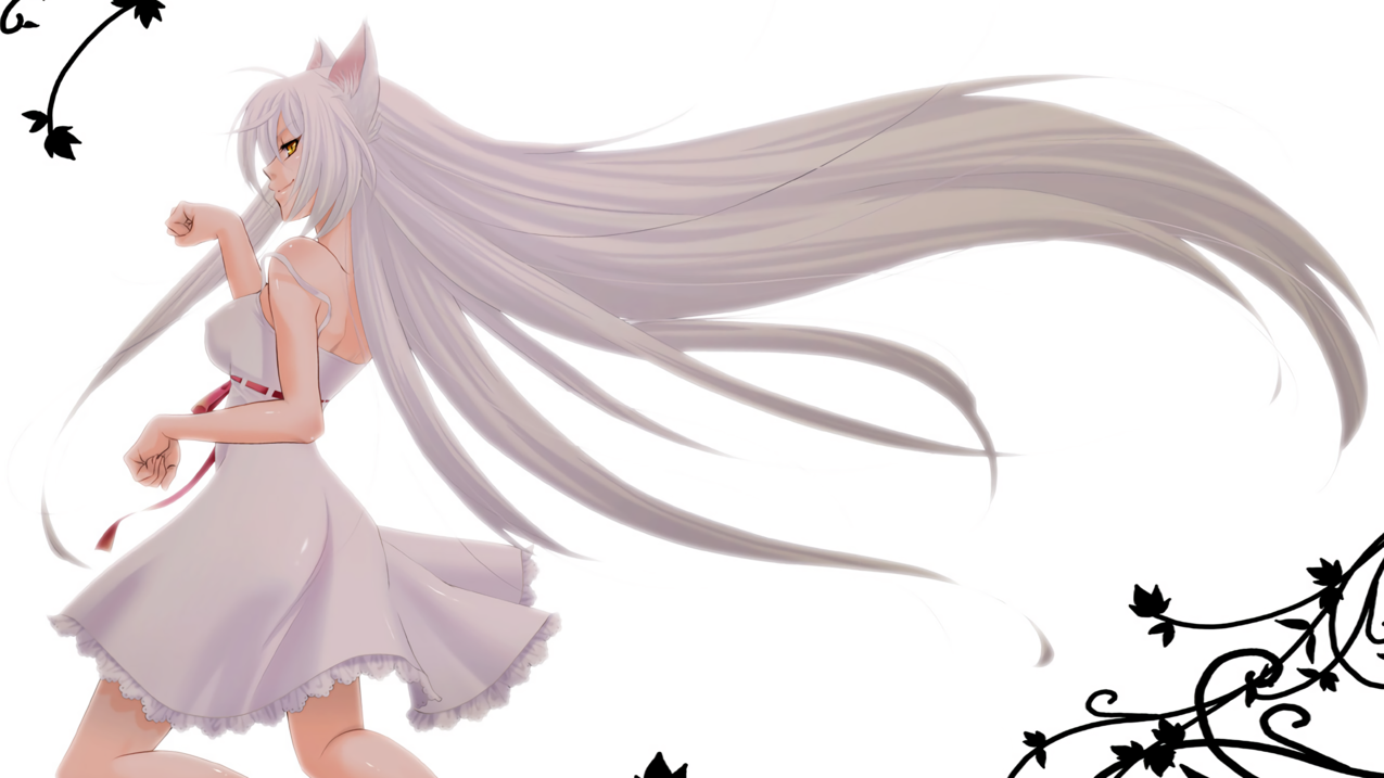 catgirl,whitehair,HanekawaTsubasa,MonogatariSeries