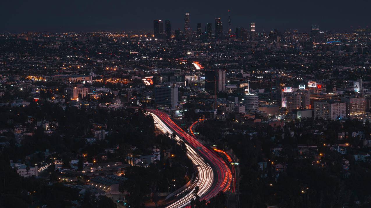 摄影,洛杉矶,地平线,长曝光,城市风光,交通