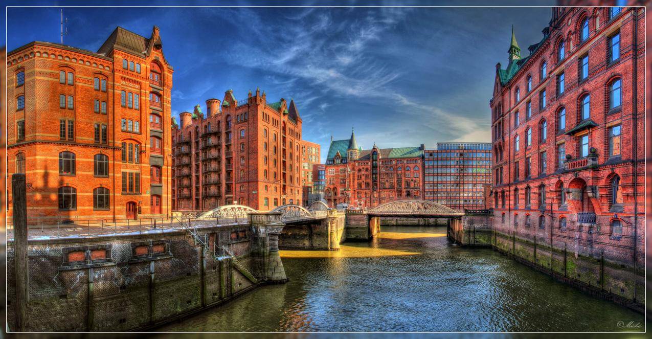 汉堡,德国,城市,运河,HDR,水,天空