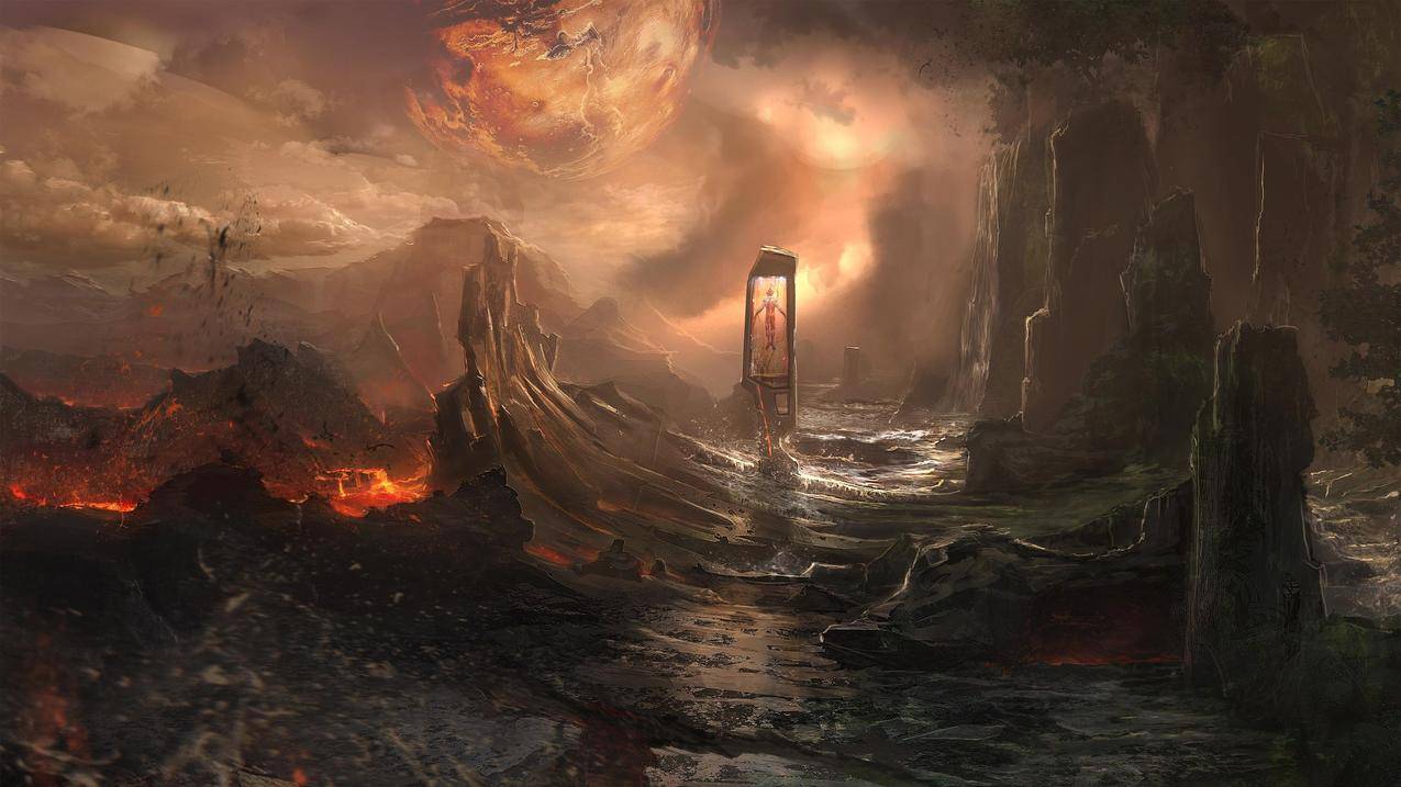 艺术作品,幻想艺术,熔岩,行星,黑暗幻想
