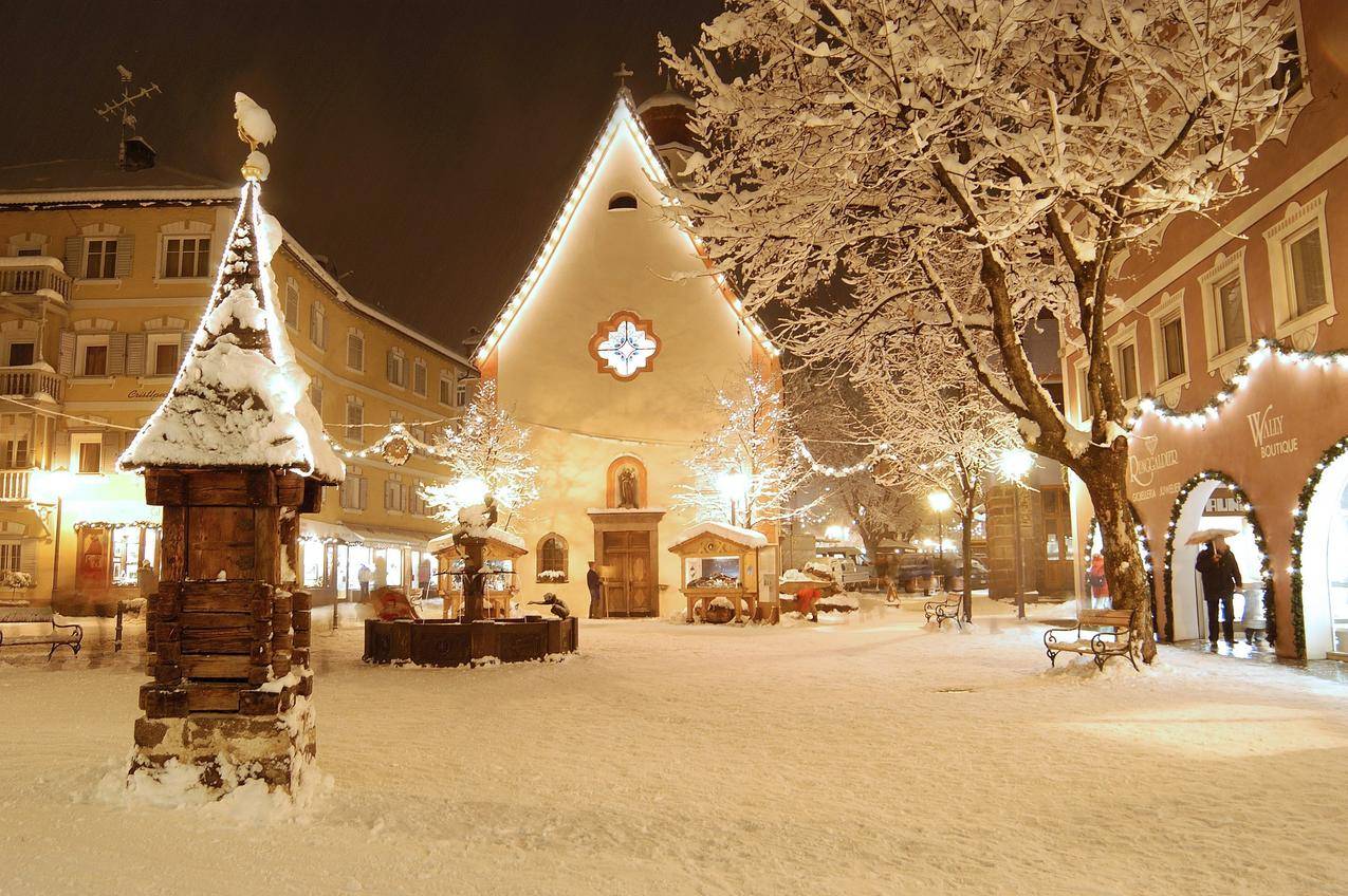雪,灯,城市,圣诞节,夜晚