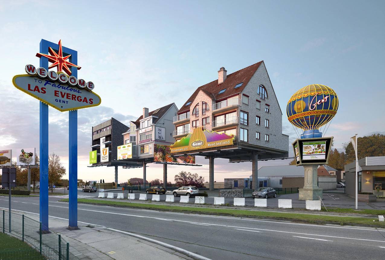 VictorEnrich,建筑,建筑,超现实主义,Photoshop中,digitalart,photomanipulation,道路,LasVegas,房子,列,商业
