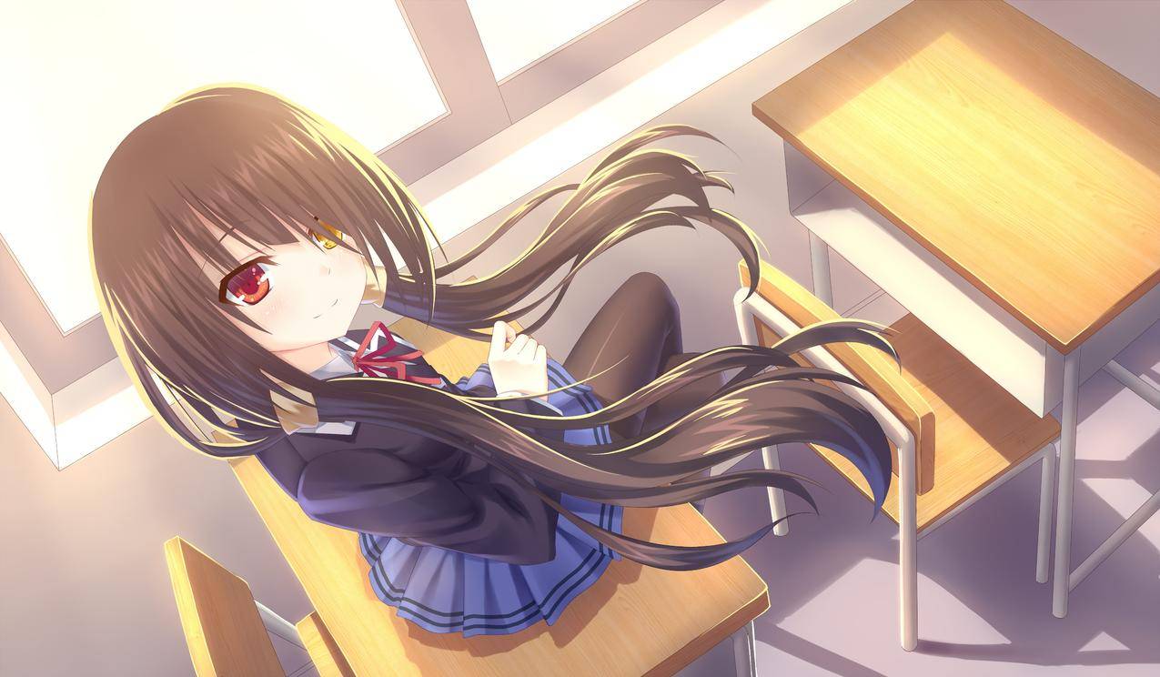 女学生,长毛,ReDyes,校服,Dea活着,Tokaskikurumii,动漫,动画,校服,漫画,绑腿,窗,扇子